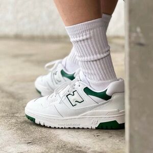 New Balance White and Green Athletic Shoes